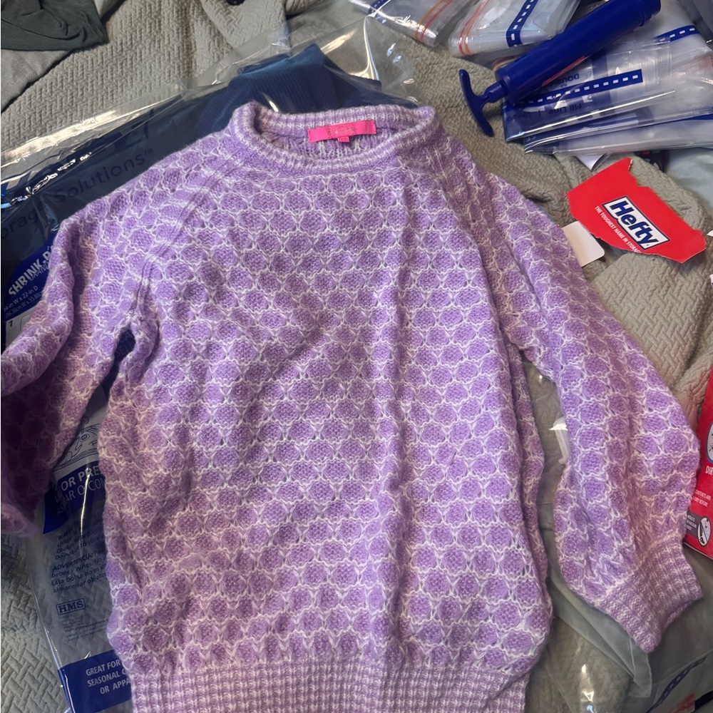 Lilly Pulitzer Purple Crew Neck Sweater Textured Knit